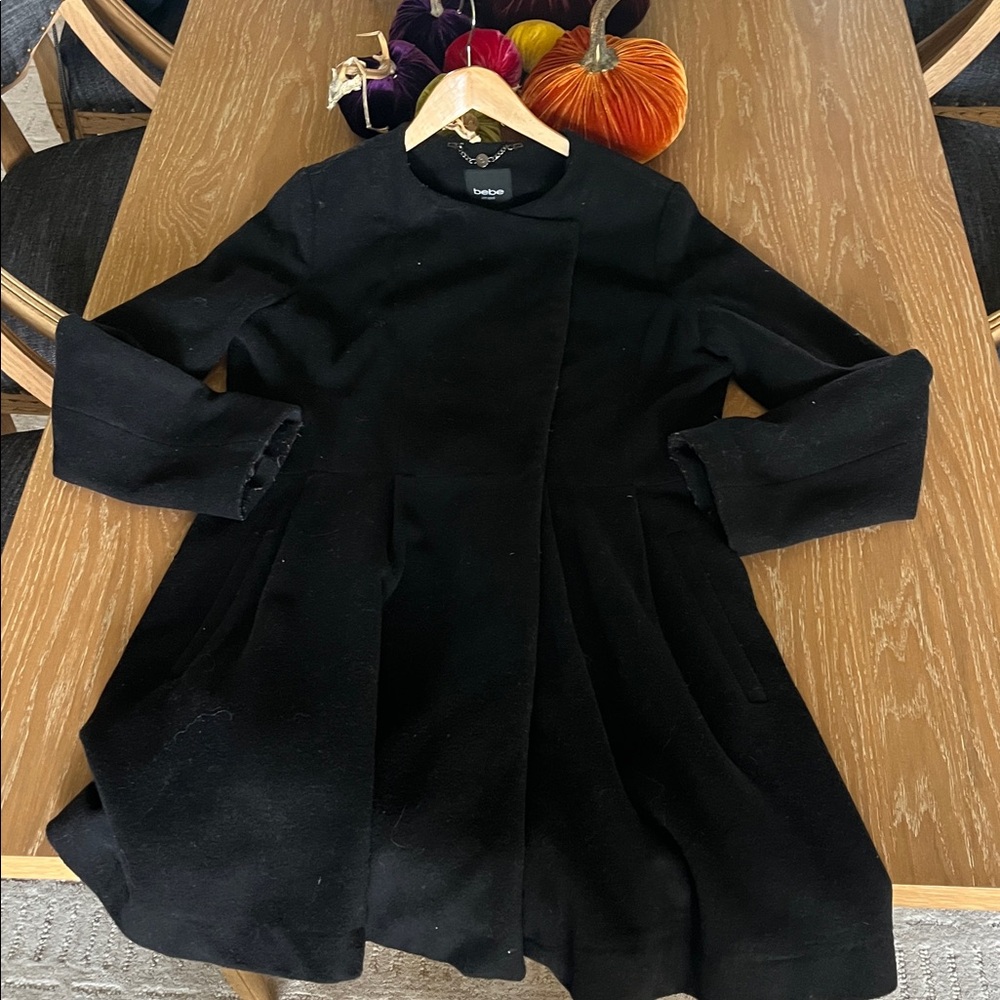 Bebe Black swing wool coat Large